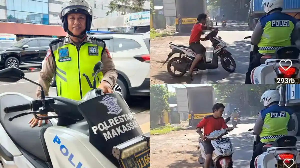 '1, 2, 3 Hilang!' Inilah Sosok Bripka Mahir, Polantas Viral Tegur Pemotor Lawan Arus di Makassar