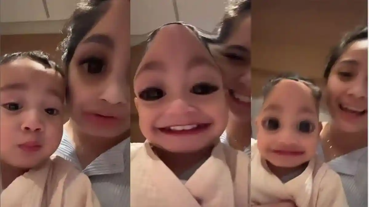 Rayyanza Ceria Main Filter Instagram bareng Nagita Slavina meski Masih Sakit