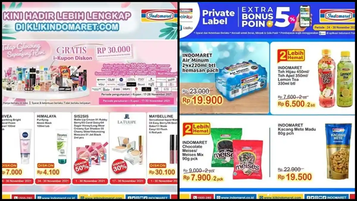 Promo Indomaret Hari ini Senin 29 November 2021, Belanja Produk Kecantikan Ada Diskon hingga 50 %