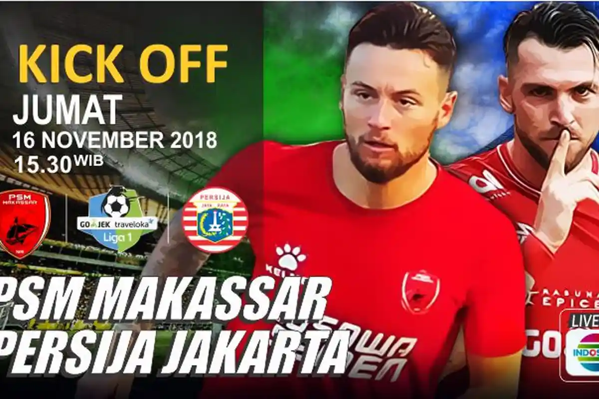 Live Streaming Indosiar, PSM Makassar Vs Persija Jakarta, Skor 0-1 Tuan Rumah Tertinggal