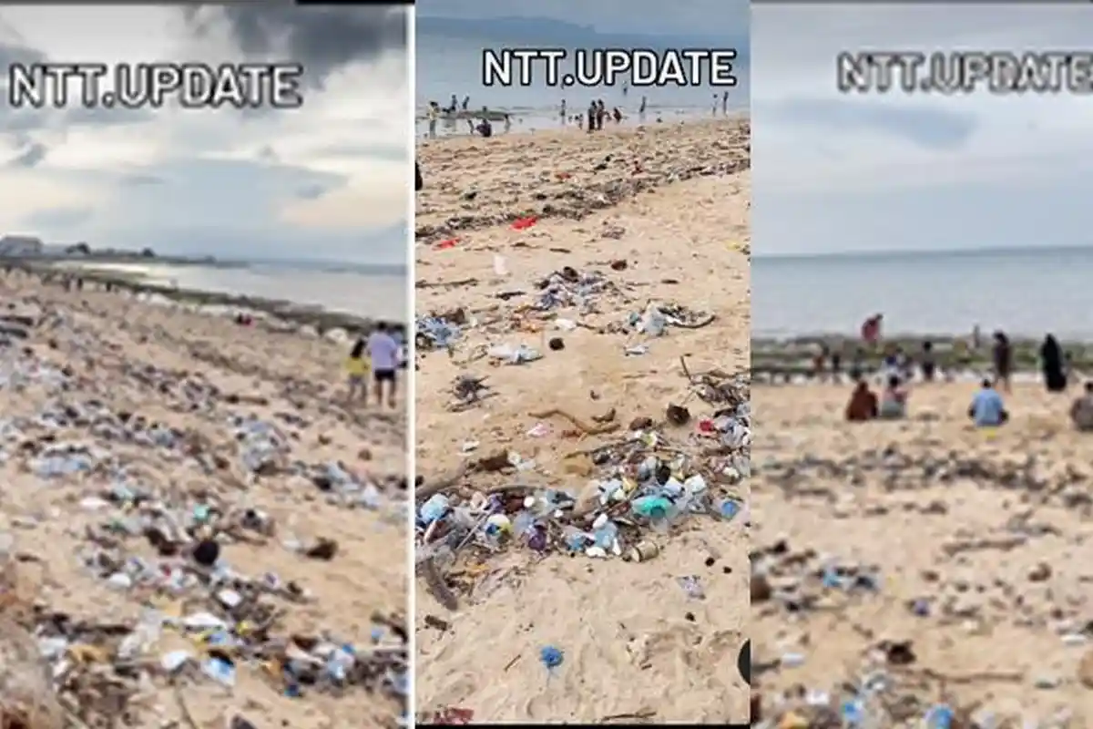 Viral Warga Berwisata di Tengah Tumpukan Sampah Pantai Pasir Panjang Kota Kupang