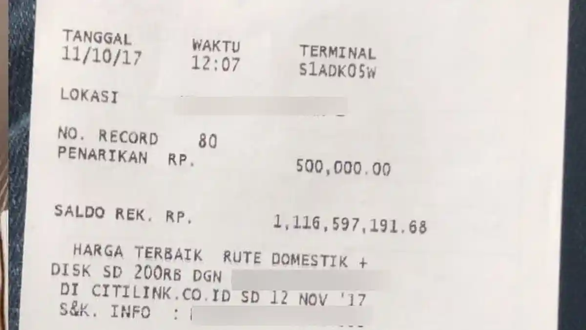 Pria Ini Temukan Struk Penarikan Uang di ATM dengan Saldo Rp 1 Miliar, Begini Reaksi Kocak Netizen
