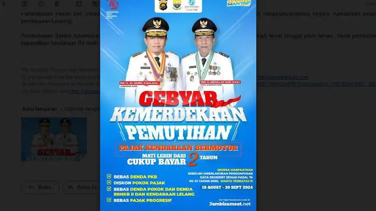 Banyak Kendaraan di Jambi Terdata Nunggak Pajak, Pemprov Harap Warga Manfaatkan Momen Pemutihan
