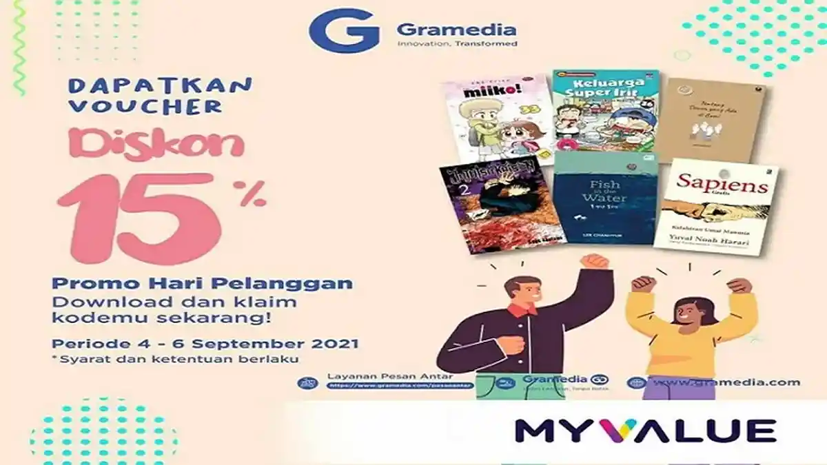 Gramedia Kendari Sediakan Promo Diskon 15 Persen untuk Pembelian Buku 4-6 September 2021