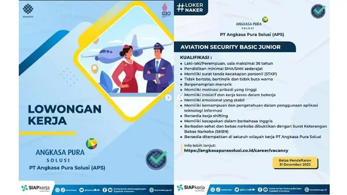 Lowongan Kerja PT Angkasa Pura Solusi Bagi Lulusan SMA/SMK, Ini Syarat dan Posisinya