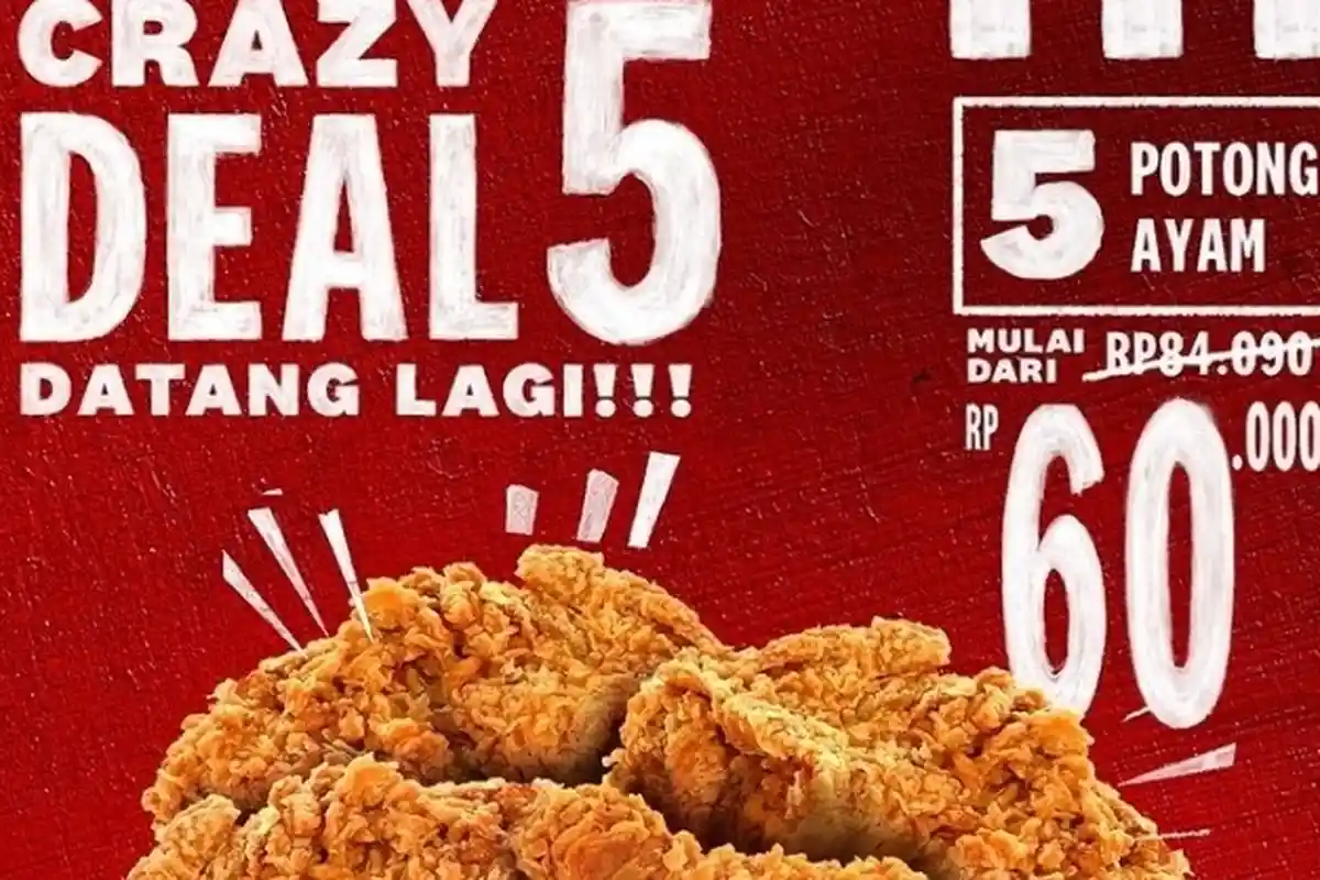 Promo KFC Hari Ini 21 Juli 2021 Paket Crazy Deal dan 5 Ayam Goreng 3 Nasi 3 Nastar cuma Rp97.273