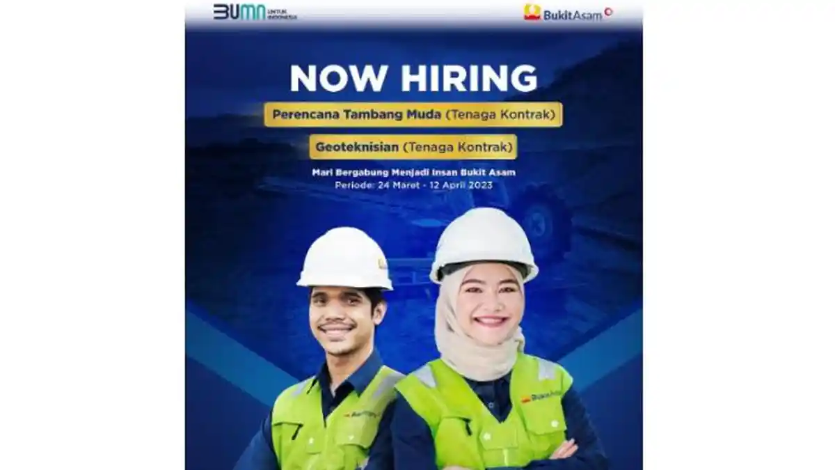 Lowongan Kerja BUMN PT Bukit Asam untuk Lulusan S1 Teknik, Buka 2 Posisi, Cek Persyaratannya