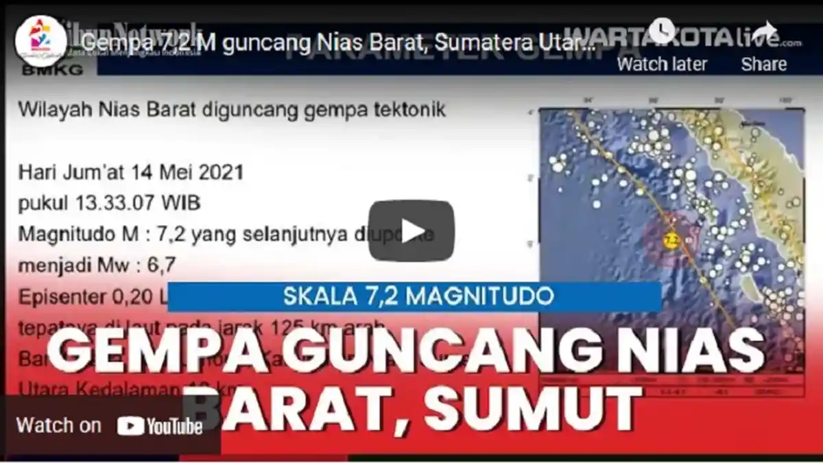 VIDEO Gempa 7,2 M Guncang Nias Barat Sumatera Utara, Terasa Hingga Padang