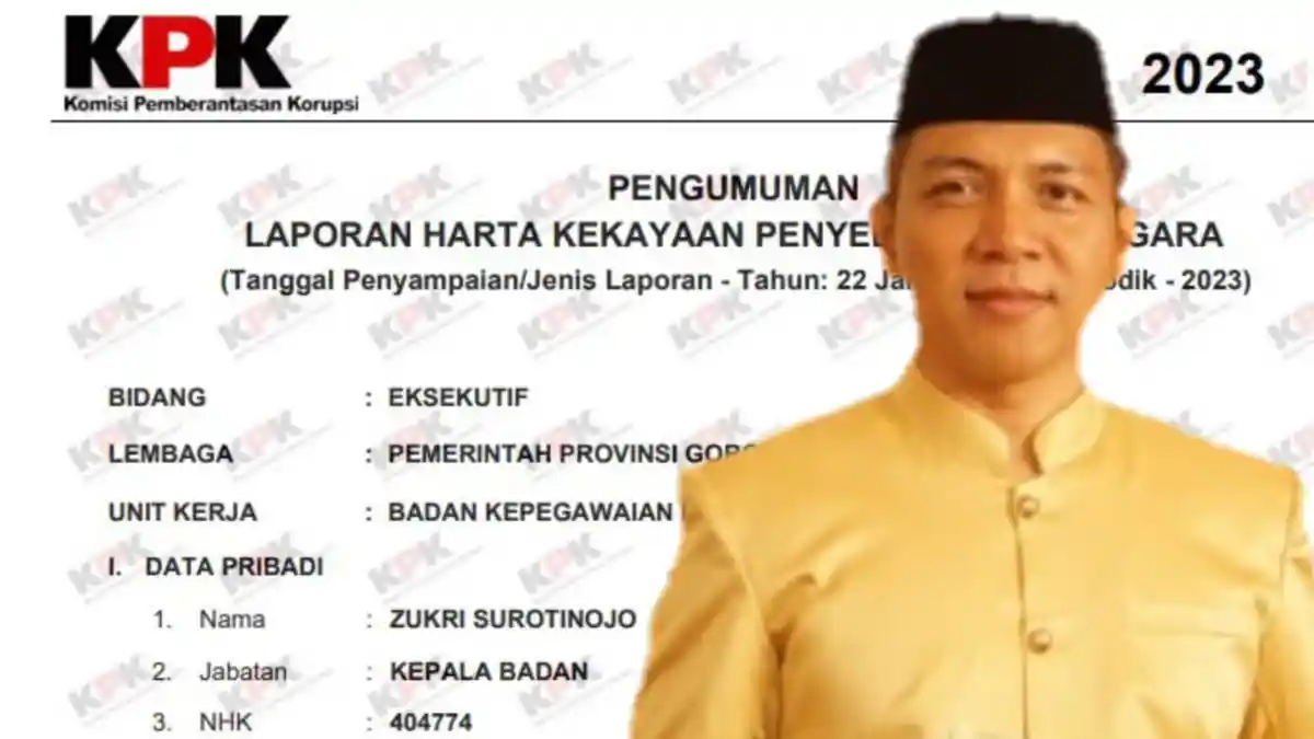 Harta Kekayaan Zukri Surotinojo, Inspektur Inspektorat Provinsi Gorontalo