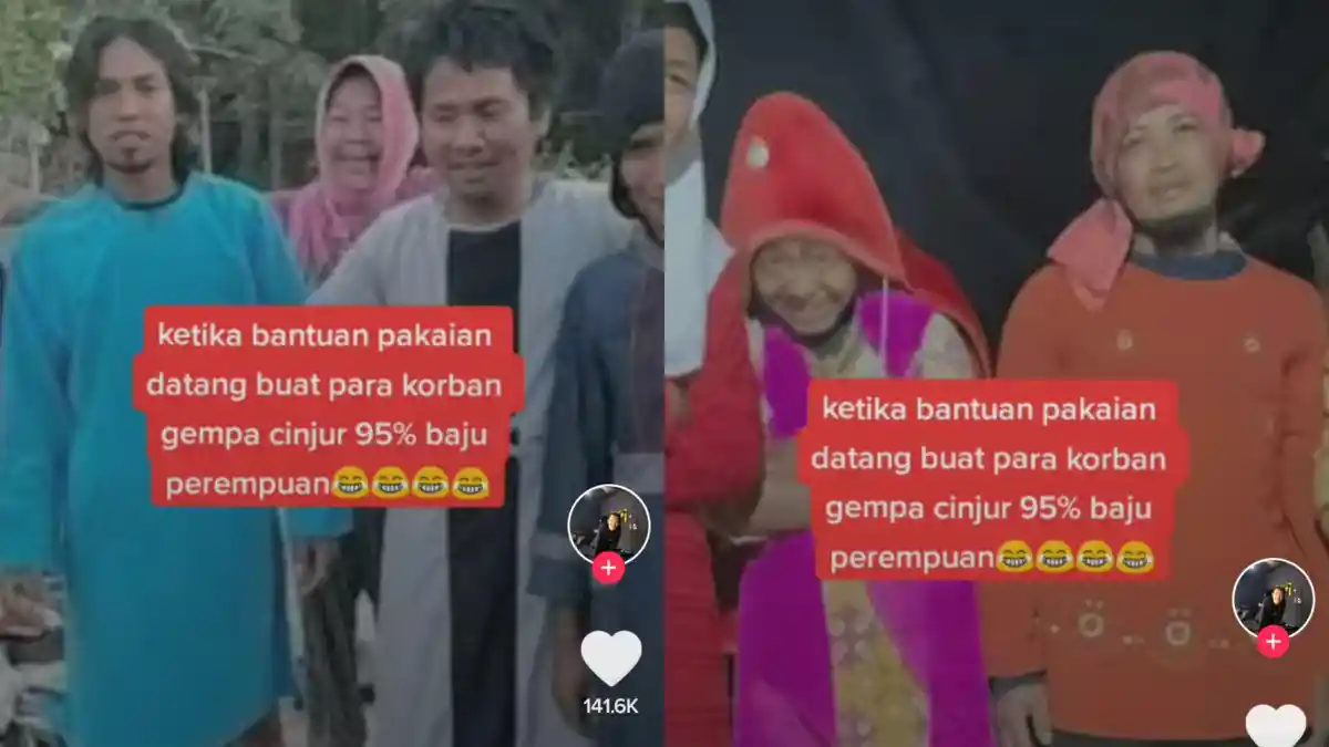 Viral Video Bapak-bapak Korban Gempa Cianjur Terpaksa Pakai Daster