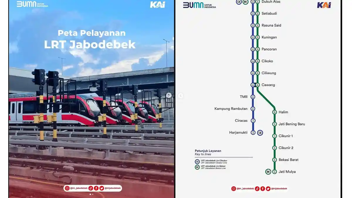 Uji Coba Dimulai Hari Ini, Berikut Rute dan Daftar Stasiun LRT Jabodebek Lintas Cibubur dan Bekasi