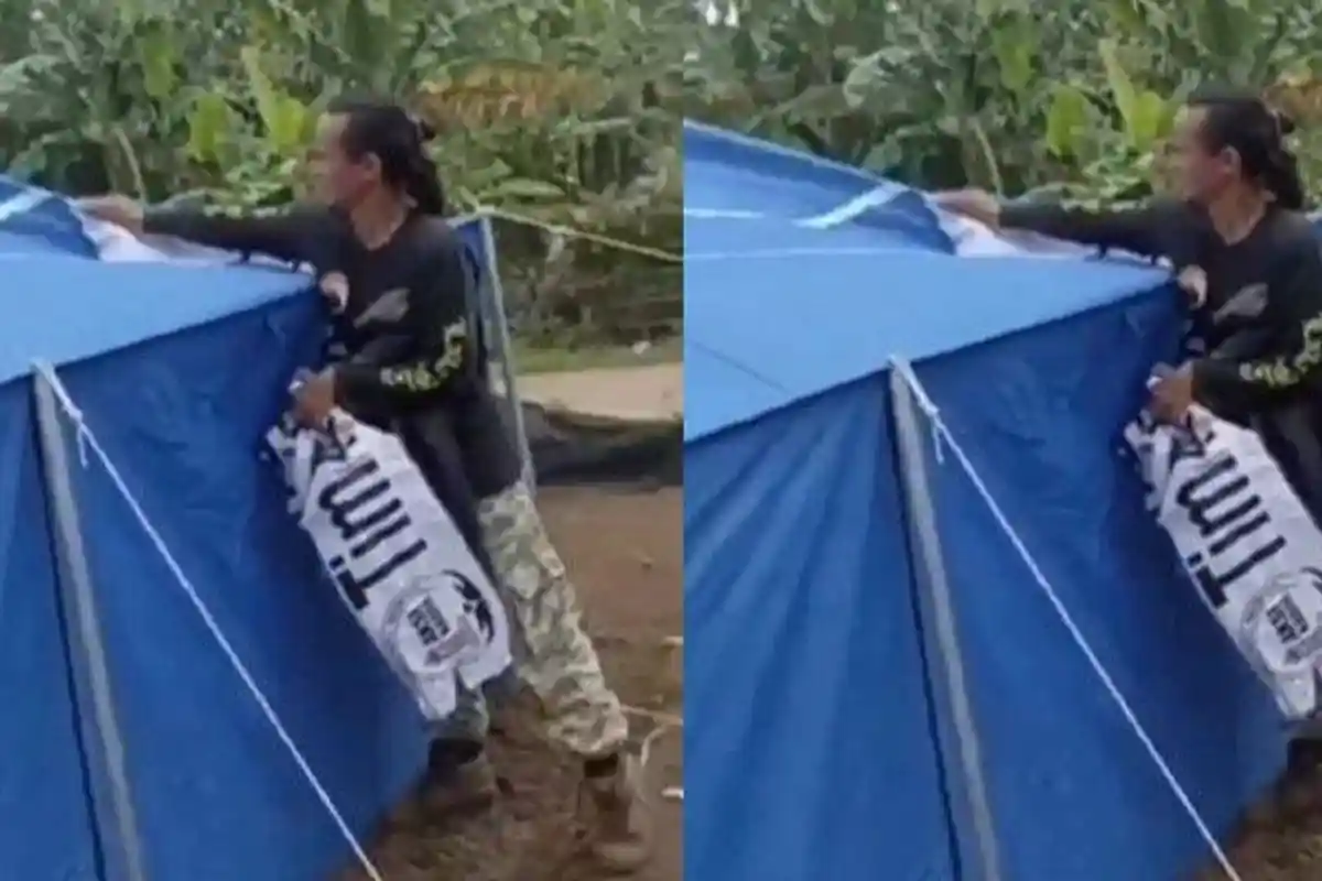 Viral Sekelompok Orang Copot Label Bantuan di Tenda Korban Gempa Cianjur, Ternyata Oknum Ormas