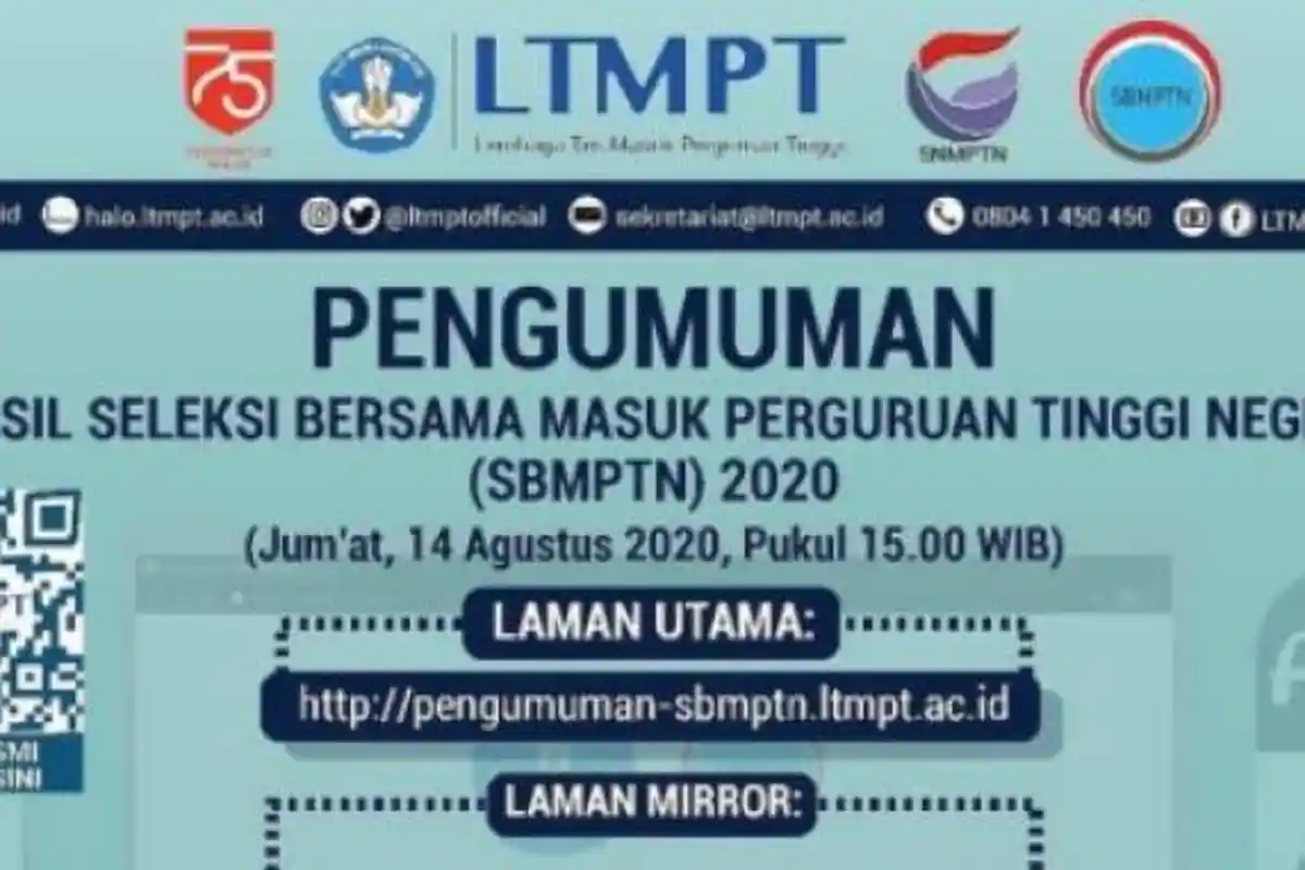 Pengumuman Hasil SBMPTN 2020 Dimajukan Jumat 14 Agustus Pukul 15.00 WIB, Berikut Daftar Linknya
