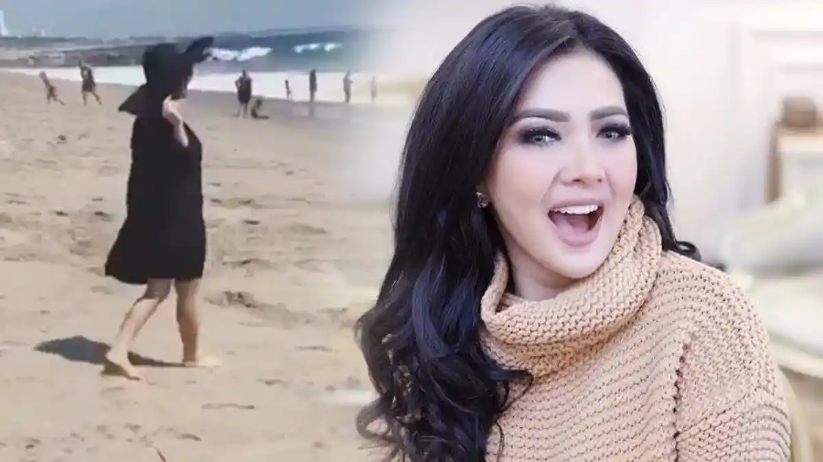 Syahrini Diminta Pamer Paha, Netizen Ngerasa Aneh ke Pantai Pakai Baju Hitam Begini