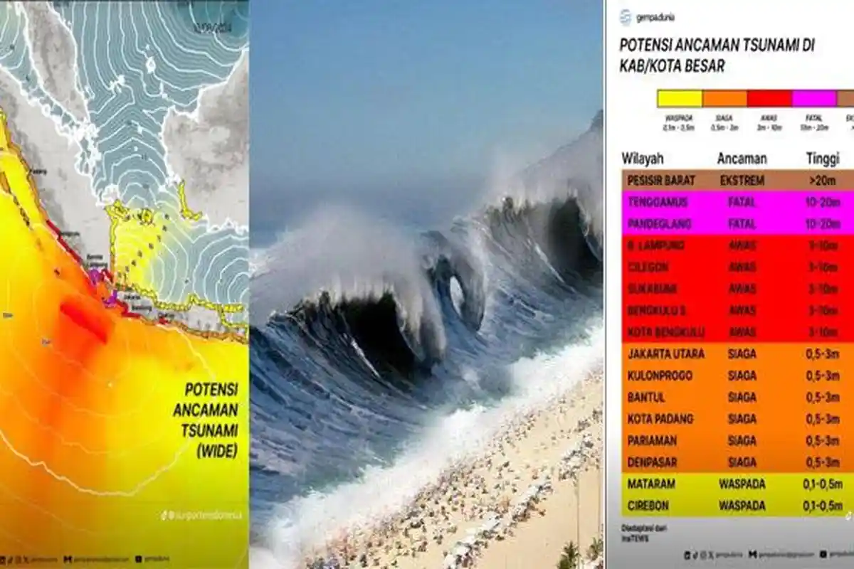 TINGGI Tsunami Megathrust Bisa Capai 30 Meter, Melebihi Tsunami di Aceh, Ini Daftar Wilayahnya
