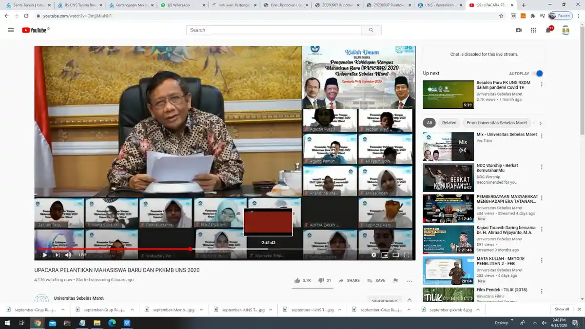 Ini Pesan Prof Mahfud MD untuk Mahasiswa Baru UNS Solo