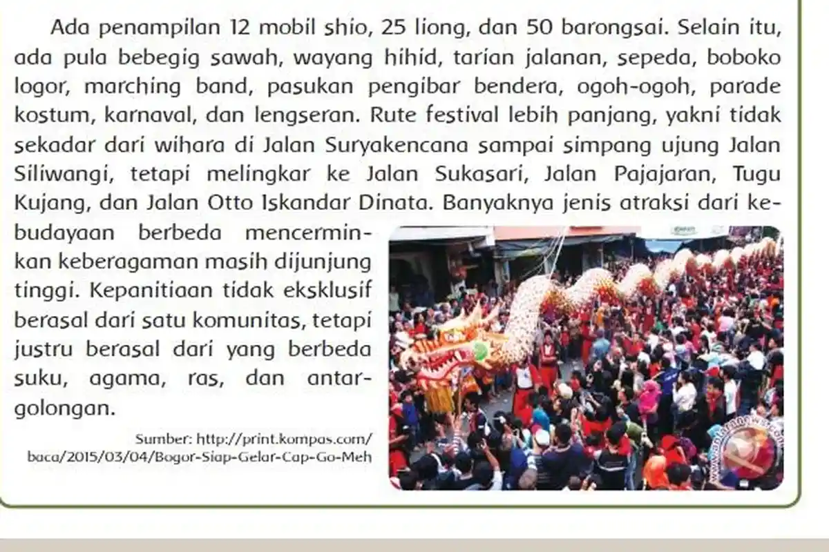 Kunci Jawaban Tema 3 Kelas 5 Halaman 79 80 81, Ayo Membaca: Perayaan Cap Go Meh di Bogor