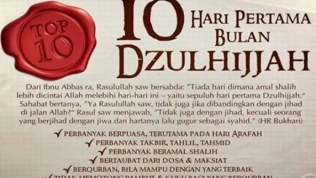 Amalan 10 Hari Pertama Bulan Dzulhijjah dari Puasa hingga Berkurban