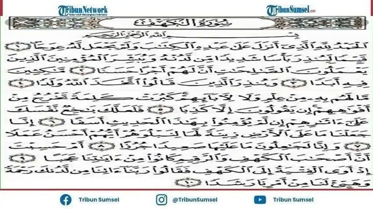 Bacaan Amalan Surat Al Kahfi Lengkap Serta Keistimewaannya Saat Dibaca