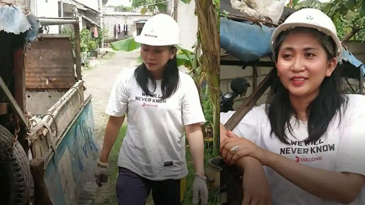 Demi Nafkahi 3 Anak, Janda Cantik di Gresik Rela Jadi Pengangkut Sampah, Minta Perhatian Pemerintah