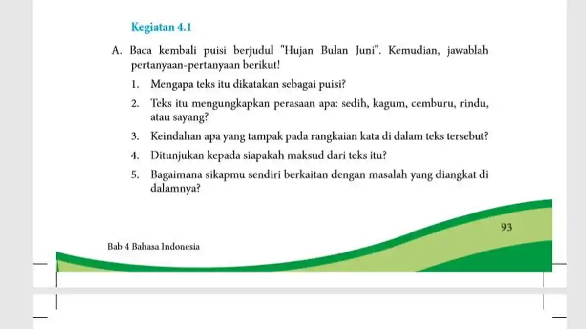 Kunci Jawaban Bahasa Indonesia Kelas 8 Halaman 93 Semester 2: Puisi