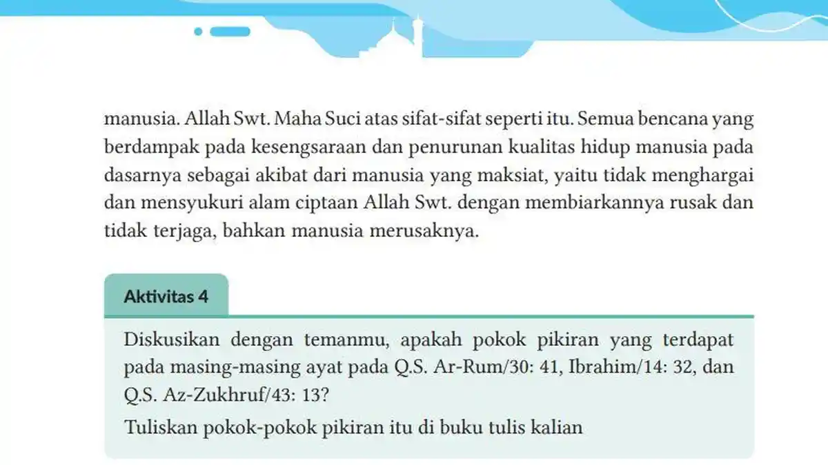 Kunci Jawaban PAI Kelas 8 Halaman 17 Kurikulum Merdeka: Pokok Pikiran Pada Ayat Surat dalam Alquran