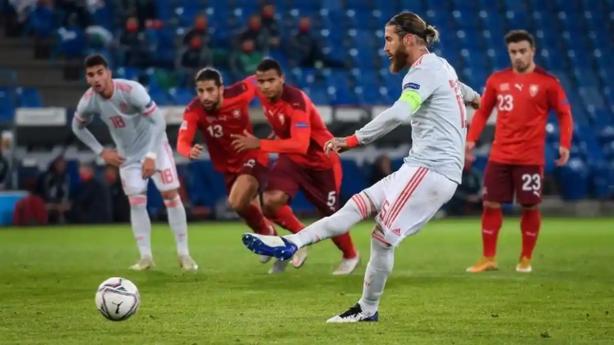 Hasil UEFA Nations League - Sergio Ramos 2 Kali Gagal Penalti, Spanyol Bermain Imbang Kontra Swiss