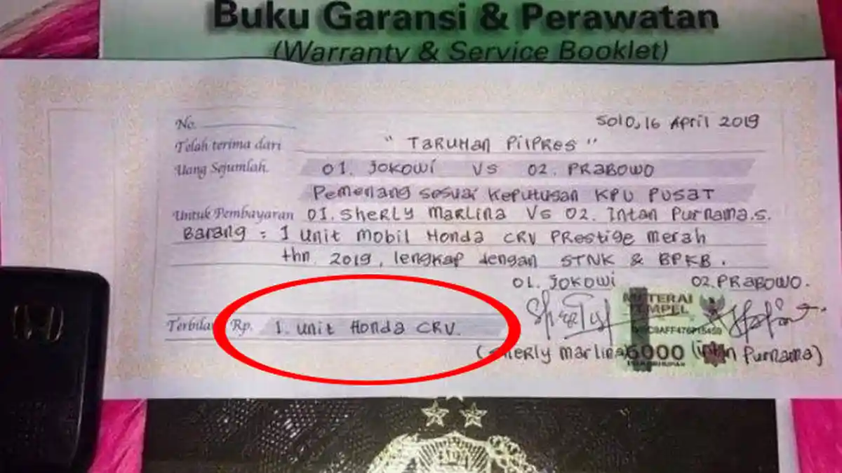 Viral Taruhan Mobil Honda CRV di Pilpres 2019 Dilakukan Oleh Emak-emak, Real Count KPU Jadi Penentu!