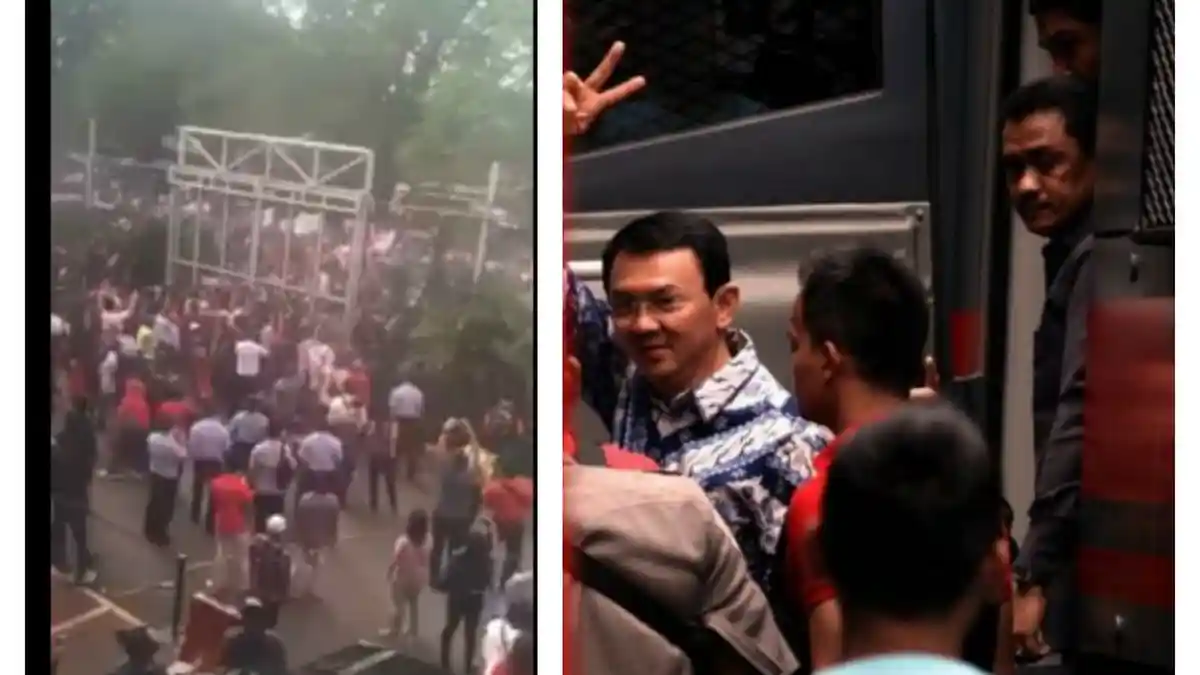 VIDEO: Detik-detik Massa Pendukung Ahok Nyaris Robohkan Pagar LP Cipinang