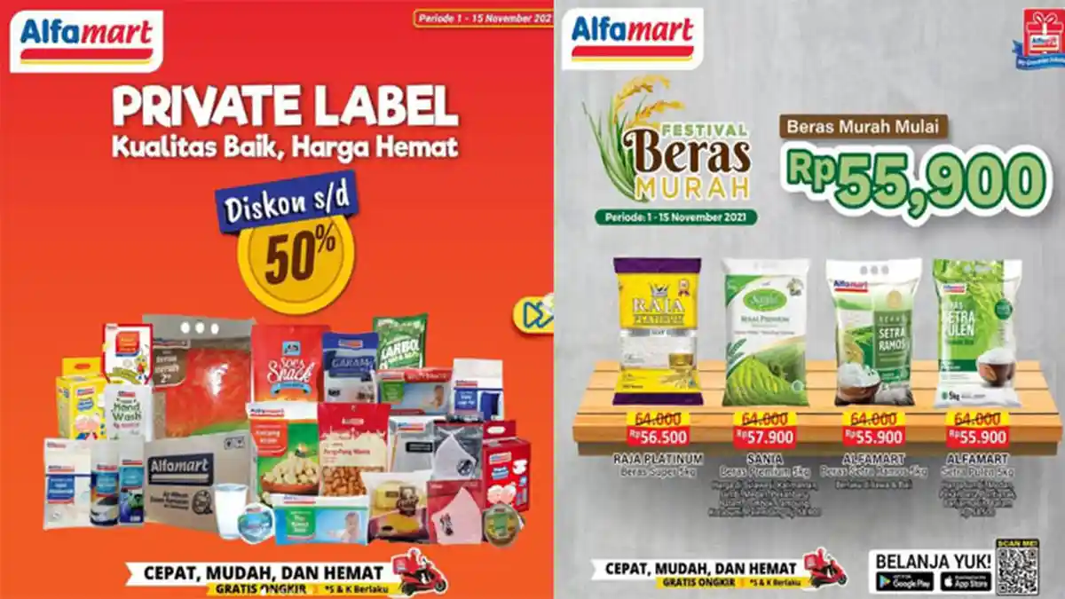 PROMO ALFAMART Hari Ini 9 November 2021, Produk Private Label Diskon 50% & Beras Murah Mulai 55.900
