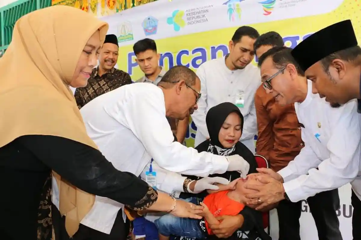 Sekda Launching BIAN, Pidie Jaya Targetkan 39.665 Anak Dapat Imunisasi Tambahan Campak dan Rubella