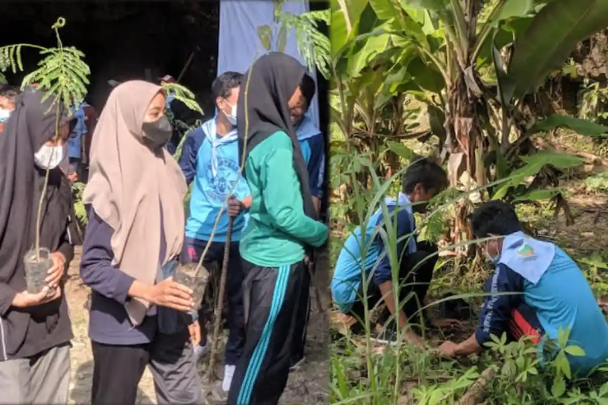 Pelajar di Panceng Kabupaten Gresik Tanam Seribu Pohon di Lahan Bekas Tambang