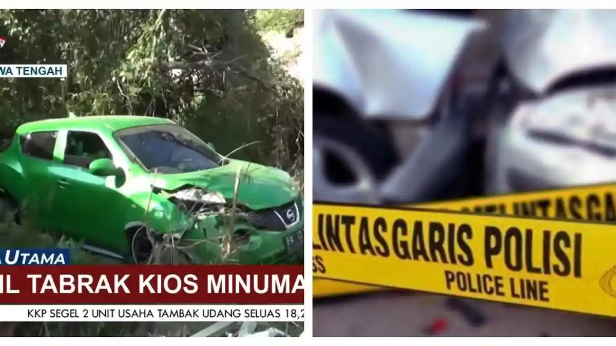 Kecelakaan Hari Ini di Klaten: 2 Mobil Bersenggolan, Kios Minuman Dingin Hancur Ditabrak