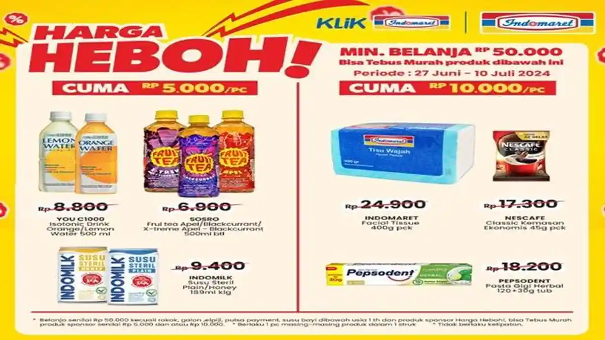 Promo Indomaret Harga Heboh 29 Juni - 10 Juli 2024, Beli Tissue dan Pepsodent Herbal Cuma Rp 10.000