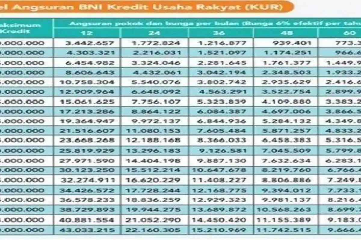 Tabel KUR BNI November 2025, Lengkap Cara Mengajukan Pinjaman Rp25 Juta hingga Rp500 Juta