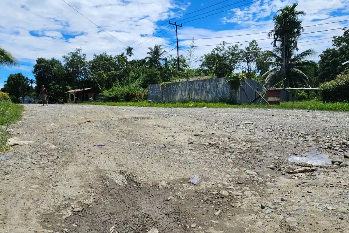 Rusak Parah, Begini Tampak Jalan di Kampung Sanoba Bawah, Nabire