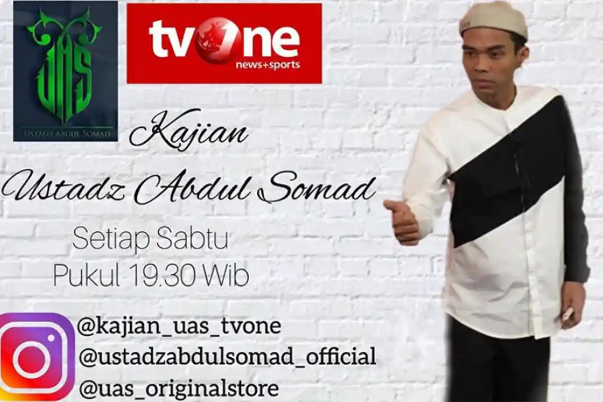 Ustadz Abdul Somad Sampaikan Kajian Rutin di TVOne, Saksikan Setiap Jam 19.30 WIB