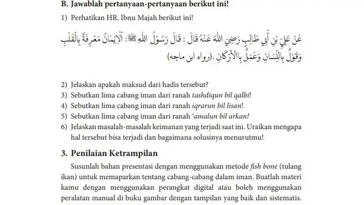 Kunci Jawaban PAI Kelas 10 Halaman 58 Kurikulum Merdeka: Cabang Iman