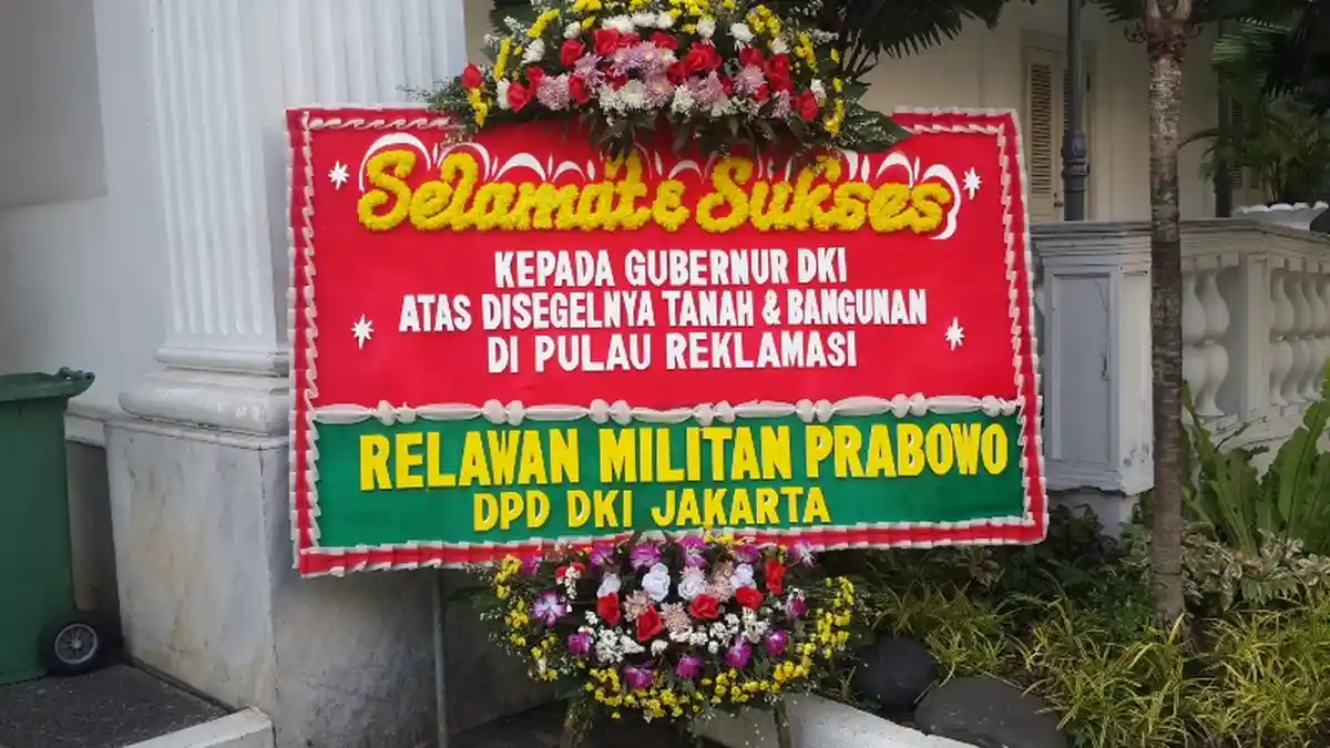 Relawan Militan Prabowo Kirimkan Karangan Bunga Kepada Gubernur DKI Jakarta