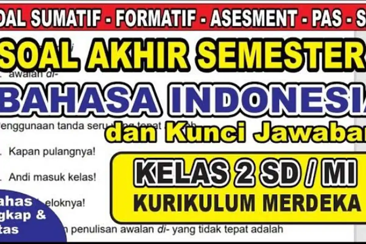 50 Soal & Kunci Jawaban Ujian Bahasa Indonesia Kelas 2 SD/MI Kurikulum Merdeka 2024, Antonim Gembir