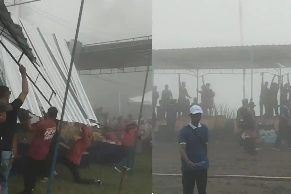 Kabut dan Angin Ribut Bubarkan Kirab Budaya di Beruk Karanganyar, Tenda Tamu Nyaris Ambruk