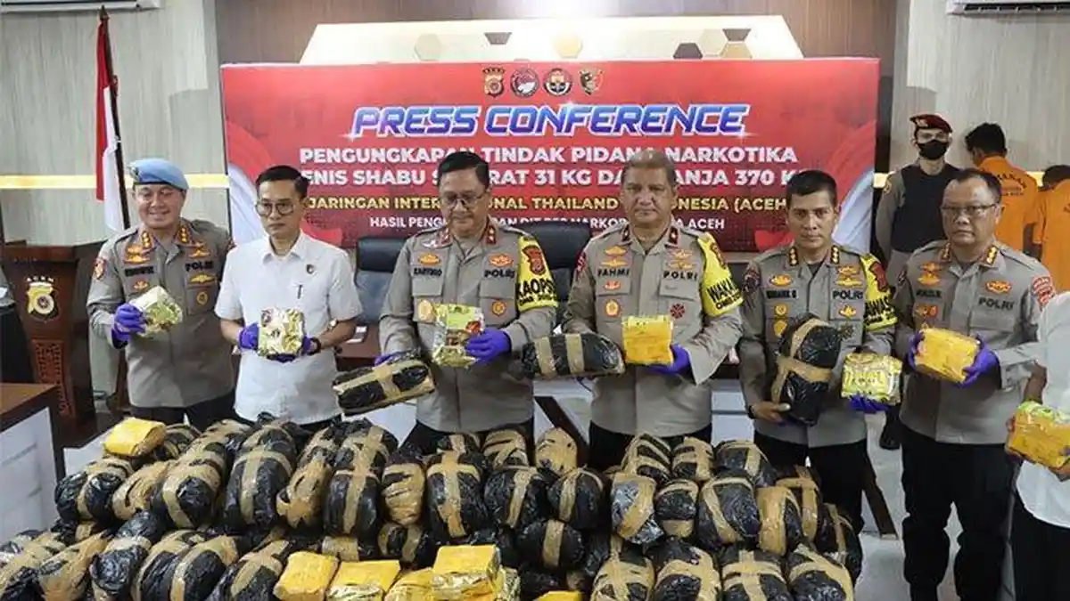 PATEN, Polda Aceh Berhasil Ungkap Peredaran 31 Kg Sabu Jaringan Internasional