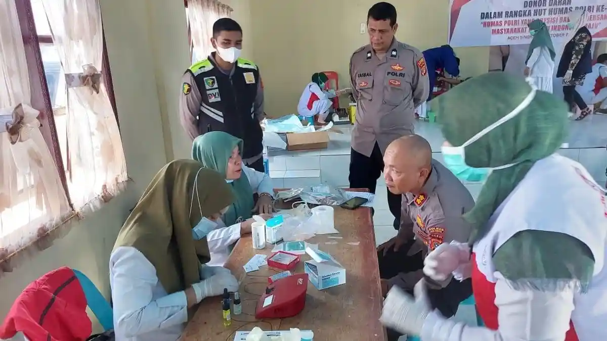 Sambut HUT ke-71 Humas Polri, Polres Aceh Singkil Gelar Donor Darah