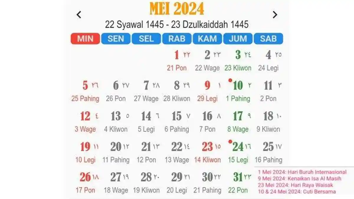 Kalender Jawa Hari Ini Jumat 17 Mei 2024, Weton Jumat Wage