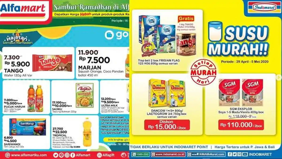 Katalog Promo Alfamart dan Indomaret Ramadhan 29 April 2020, Ada Diskon Minyak Goreng & Susu Murah