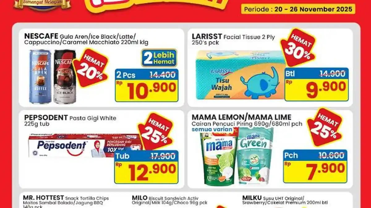 Promosi Paling Murah di Indomaret Hari Ini 22 November,  Milo Biscuit Rp8.900, Nescafe Gula Aren