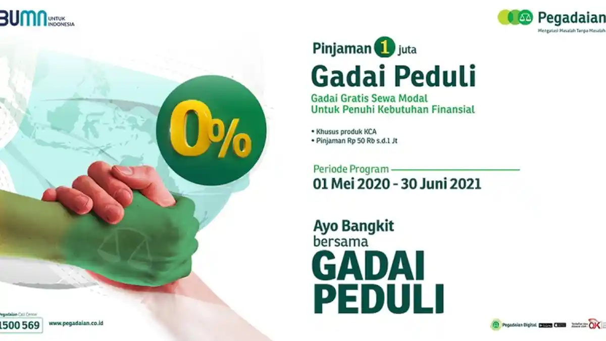 Bantu Masyarakat, Pegadaian Perpanjang Gadai Peduli Bunga 0 Persen hingga 30 Juni 2021