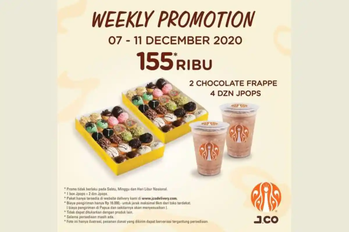 Promo J.CO Hari Ini, Paket Hemat 2 Box Jpops + 2 Chocolate Rp 155 Ribu