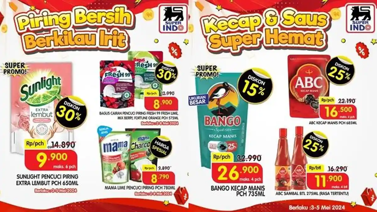 Katalog Promo Superindo Hari ini 4 Mei 2024, Belanja Sabun Cuci Piring Diskon hingga 30 Persen