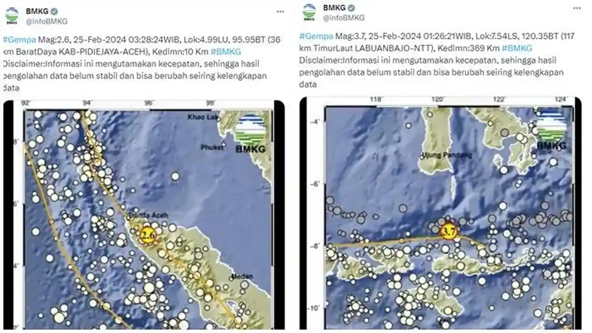 Gempa Hari Ini, Pusat Gempa di Pidie Jaya Aceh dan Labuan Bajo, Info BMKG Terkini